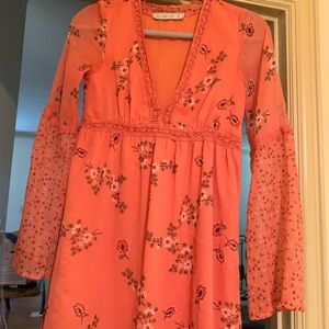 Floral pink v neck dress Abercrombie & Fitch